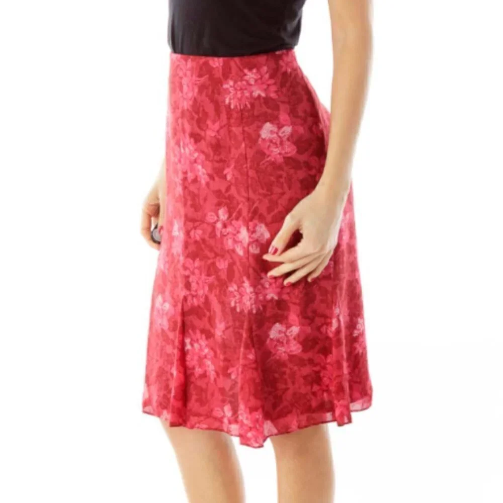 I.N.C Red Flower Print Flared Skirt - Picture 1 of 3